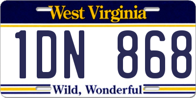 WV license plate 1DN868