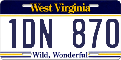WV license plate 1DN870