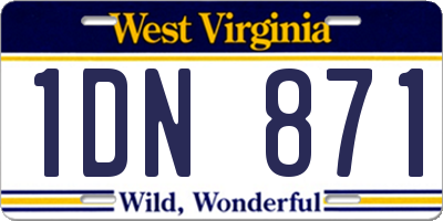 WV license plate 1DN871