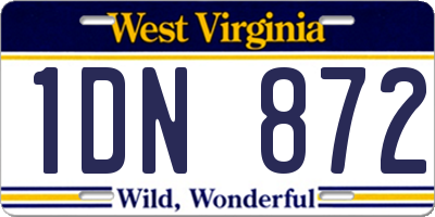 WV license plate 1DN872