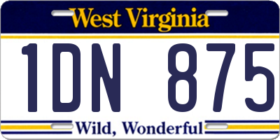 WV license plate 1DN875