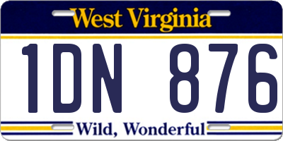 WV license plate 1DN876
