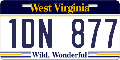 WV license plate 1DN877