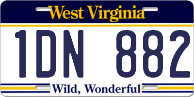 WV license plate 1DN882