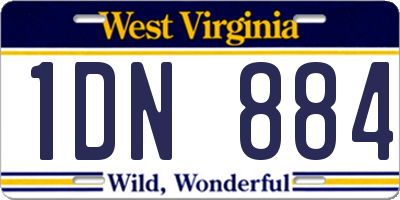 WV license plate 1DN884