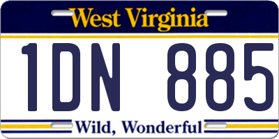 WV license plate 1DN885