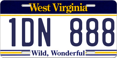 WV license plate 1DN888