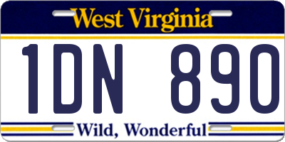 WV license plate 1DN890