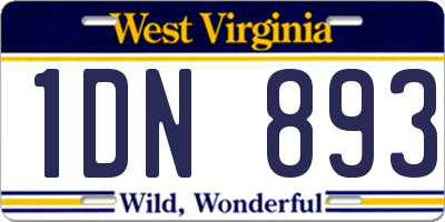 WV license plate 1DN893