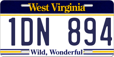 WV license plate 1DN894