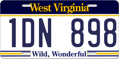 WV license plate 1DN898