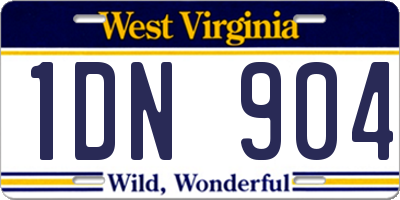 WV license plate 1DN904