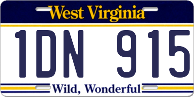 WV license plate 1DN915