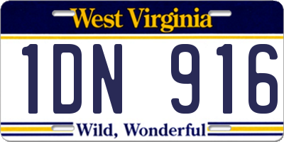 WV license plate 1DN916