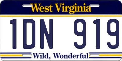 WV license plate 1DN919