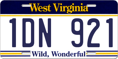 WV license plate 1DN921