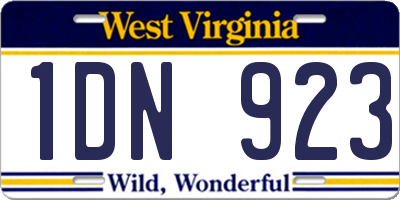 WV license plate 1DN923
