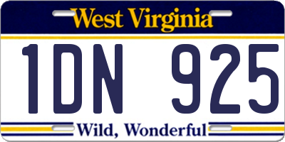 WV license plate 1DN925