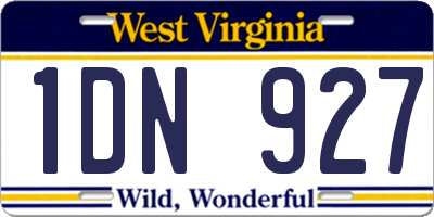 WV license plate 1DN927