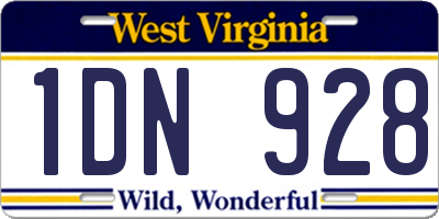 WV license plate 1DN928