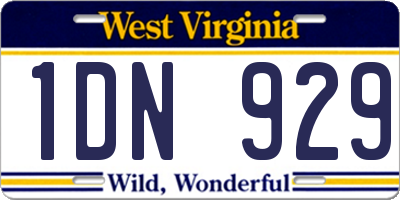 WV license plate 1DN929