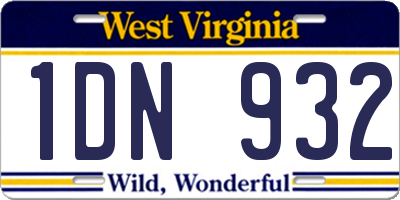 WV license plate 1DN932