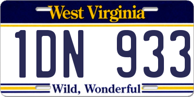 WV license plate 1DN933