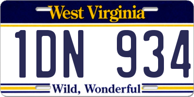 WV license plate 1DN934