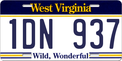 WV license plate 1DN937