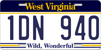 WV license plate 1DN940