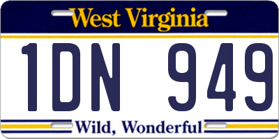 WV license plate 1DN949