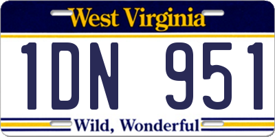 WV license plate 1DN951