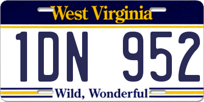 WV license plate 1DN952