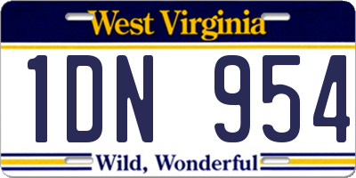 WV license plate 1DN954