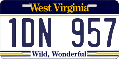 WV license plate 1DN957