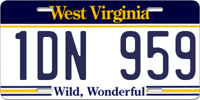 WV license plate 1DN959