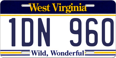 WV license plate 1DN960