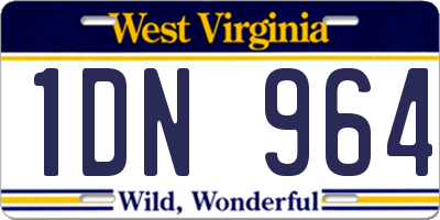 WV license plate 1DN964