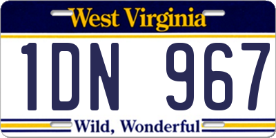 WV license plate 1DN967