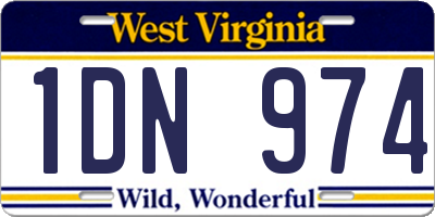 WV license plate 1DN974