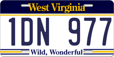 WV license plate 1DN977