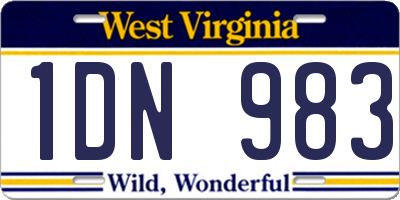 WV license plate 1DN983