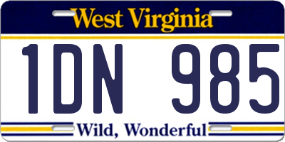 WV license plate 1DN985