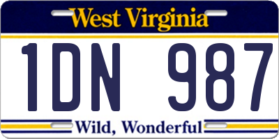 WV license plate 1DN987