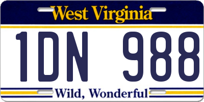 WV license plate 1DN988