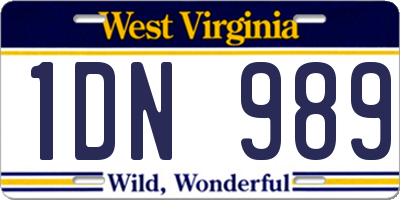WV license plate 1DN989
