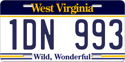 WV license plate 1DN993
