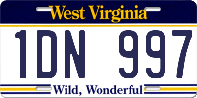 WV license plate 1DN997