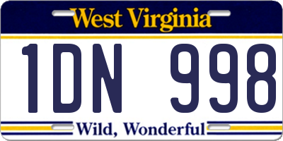 WV license plate 1DN998