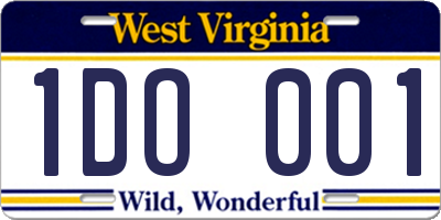 WV license plate 1DO001